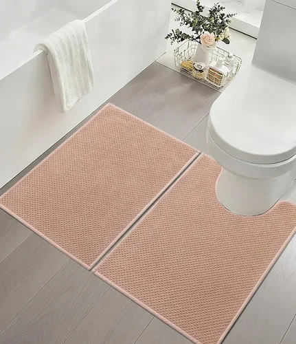 Miniatura 17 de YIHOUSE Juego de 2 tapetes de baño ultrafinos de secado rápido, tapete de baño absorbente para baño, antideslizante, lavable a máquina (beige)