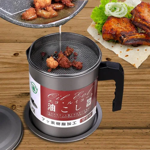Miniatura 2 de Recipiente de grasa de tocino con colador, atrapador de grasa de 1.4 L, filtro de aceite de cocina con tapa y placa a prueba de fugas para cocina