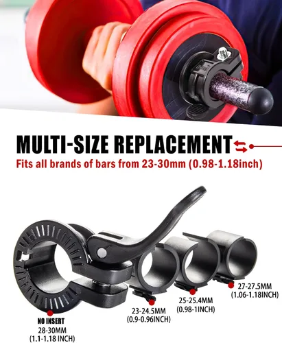 Miniatura 4 de Mini Pro Barbell Clips de 1 pulgada I Collar de barra ajustable de varios tamaños I Abrazaderas de barra de 1 pulgada, clips de peso de liberación