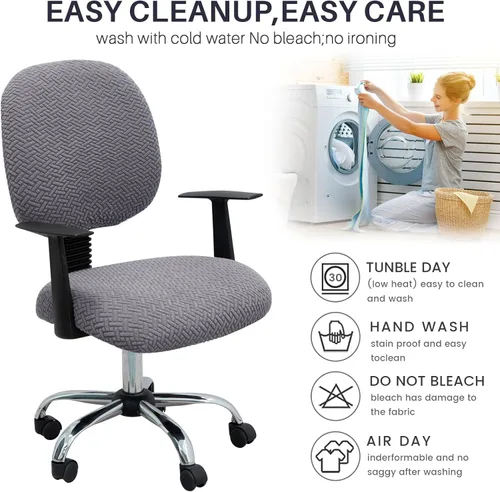 Miniatura 7 de MIFXIN Funda elástica para silla de computadora, 2 piezas, de tela jacquard, elástica, para silla de computadora, protector de muebles para oficina