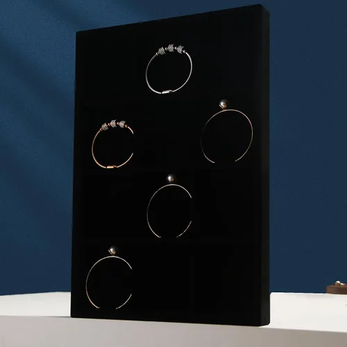 Miniatura 3 de Coward Bandeja organizadora de joyería apilable con terciopelo color negro, juego de 2 piezas, 12 rejillas, soporte de exhibición para la venta