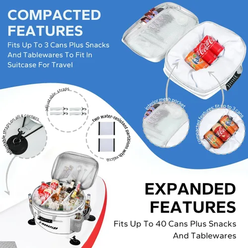 Miniatura 5 de MORXPLOR Waterproof PVC Material Paddleboard Cooler Deck Bag,40 cans Sup Deck Cooler Bag,Cooler Bag for Paddleboard,Lunch Box Cooler Insulated Blanco