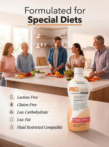 Miniatura 6 de Péptidos de colágeno líquido tipo I, III 0.53 oz de proteína por onza. Prosource NoCarb Orange Crème paquete de 4 botellas Medtrition