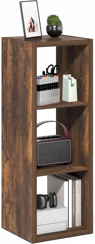 Miniatura 24 de Furinno Organizador de Almacenamiento en Cubos Decorativos con Respaldo Abierto, 4 Cubos, Gris Claro