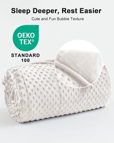 Miniatura 6 de Manta con peso para adultos, tamaño individual de 15 libras, suave y refrescante con lunares minky, manta transpirable para todas las estaciones