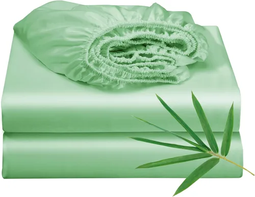 Miniatura 15 de Paquete de 2 sábanas bajeras ajustables refrescantes de viscosa de bambú, tamaño individual únicamente, 400 número de hilos, bolsillo profundo de 16