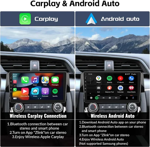 Miniatura 4 de Radio estéreo para coche Android 13 para Honda Civic 2016 2017 2018 2019 2020 con CarPlay inalámbrico Android Auto Mirror Link 2G+64G con Bluetooth
