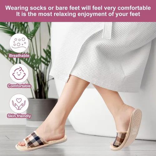 Miniatura 2 de Tessco for you 10 Pairs Washable House Slippers for Guests Open Toe Breathable Slippers Reusable Home Bedroom Hotel Family Travel Unisex Non Slip