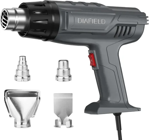 DIAFIELD Pistola de calor de 1850 W, ajustes de temperatura dual, pistola de aire caliente de calor rápido, protección duradera y contra sobrecarga,
