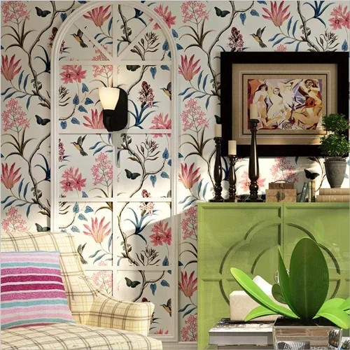 Miniatura 5 de Q QIHANG Papel tapiz retro con diseño de flores pastorales 3D de campo americano no tejido fresco 3D para dormitorio, sala de estar, fondo