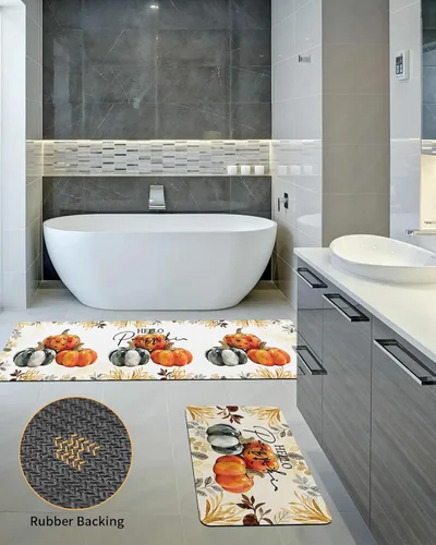 Miniatura 5 de Tapete de baño de Acción de Gracias para bañera, antideslizante, de secado rápido y absorbente, de tierra de diatomeas, tapete lavable para cocina