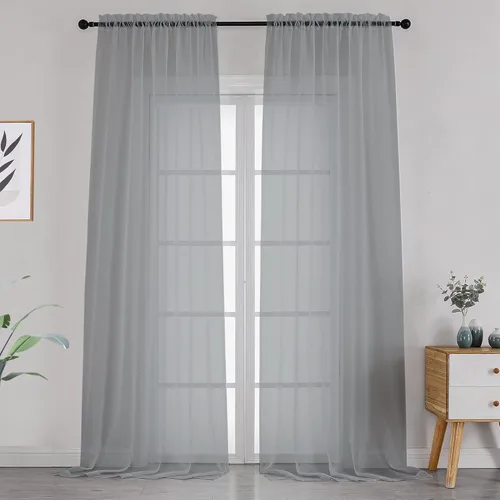 Miniatura 30 de OVZME - Cortinas traslúcidas blancas de 45 pulgadas de largo, 2 paneles, cortinas de gasa con bolsillo para barra para ventanas pequeñas, cada una