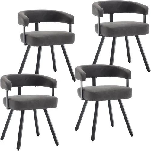Miniatura 14 de DUOMAY Juego de 2 sillas de comedor de piel sintética, sillas de cocina curvadas con respaldo abierto con patas de metal, modernas sillas laterales