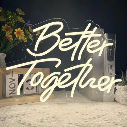 Letrero de neón Better Together, luces LED de neón de luz blanca cálida, luces de pared de arte para decoración de boda, fiesta, club, aniversario,