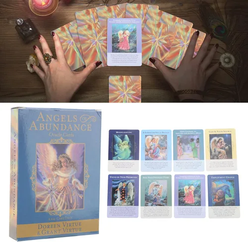 Miniatura 5 de bouti1583 Angels of Abundance Oracle Cards 44 cartas, exquisitas cartas de tarot ligeras de tamaño pequeño, seguras y ecológicas, fáciles