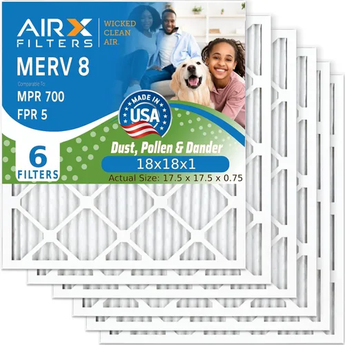 AIRX FILTERS WICKED CLEAN AIR. Filtro de aire 18x18x1 MERV 8 electrostático plisado filtro de aire acondicionado 6 paquetes HVAC AC filtros de horno