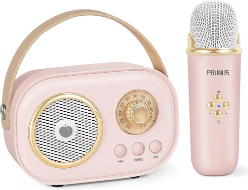 Mini máquina de karaoke para niños y adultos, altavoz Bluetooth portátil con micrófonos inalámbricos y sonido estéreo mejorado, regalos para niñas