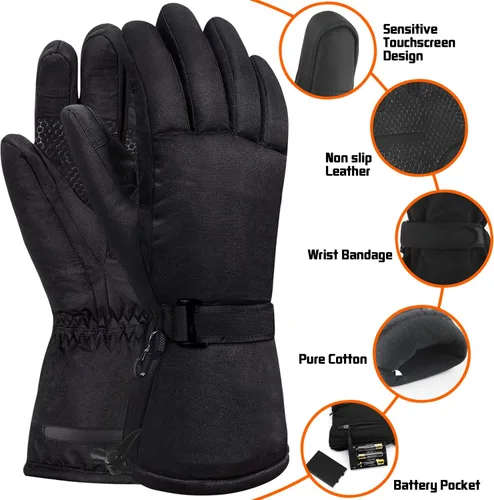 Miniatura 2 de Guantes térmicos para hombres y mujeres, guantes térmicos recargables con calefacción impermeable para motocicleta de invierno, guantes cálidos