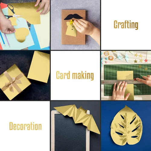 Miniatura 5 de Papel de cartulina dorado metálico, 60 piezas de 8.5 x 11 pulgadas (250 GSM) - Tablero de papel de aluminio dorado, superficie con acabado espejo