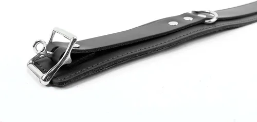 Miniatura 5 de Atlas Collar de piel de cordero Latigo Collar de cuero hecho a mano (pequeño, negro)