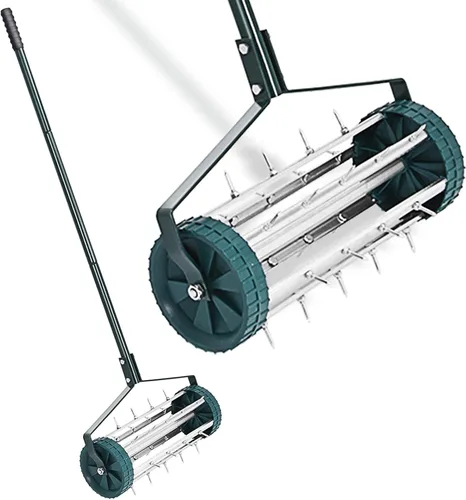 DORTALA Aireador manual de césped, herramienta aireadora de césped con mango antideslizante y picos de púas, fácil montaje, aireador de césped para