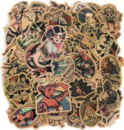 Adhesivos vintage para diario de basura 100 piezas Paquete de calcomanías de marinero, calcomanías de vinilo impermeables para botellas de agua,