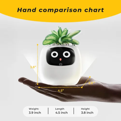 Miniatura 4 de PLANTSIO Plantera inteligente para mascotas con robot de orientación en el cuidado de plantas con emojis, adorable compañero de plantas con rica