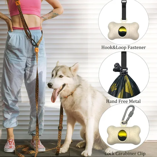 Miniatura 2 de Soporte para bolsa de excremento de perro en forma de hueso para correa Dispensador con 15 bolsas de basura resistentes a fugas y clip de Trigo
