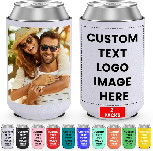 Miniatura 18 de Paquete de 300 enfriadores de latas personalizados a granel, enfriador de latas personalizado con logotipo de foto texto para bodas, cumpleaños