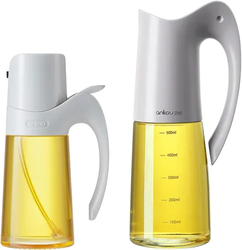 Dispensador de aceite de vidrio y rociador de aceite para cocina de cocina, juego de rociador dispensador de aceite de oliva, botella de spray de