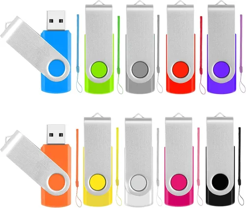 Miniatura 8 de Paquete de 10 unidades de memoria USB 2.0 a granel con cordones, memorias de fotos de memoria giratoria para almacenamiento de datos y copia