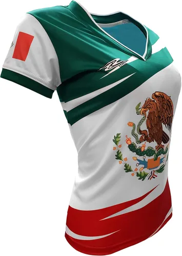 Miniatura 3 de Mexico Jersey Arza - Diseño para mujer con cuello en V, color verde, blanco, rojo