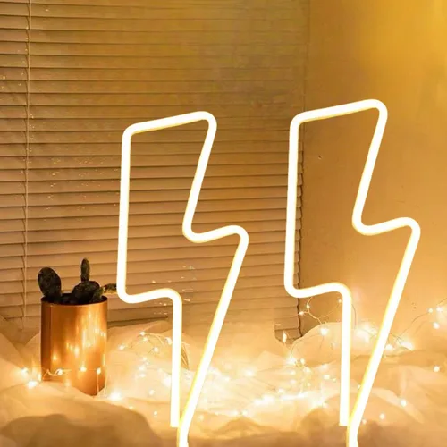 Miniatura 12 de 2 letreros de neón para decoración de pared, funciona con pilas de neón para dormitorio, configuración de sala de juegos, luces LED de neón