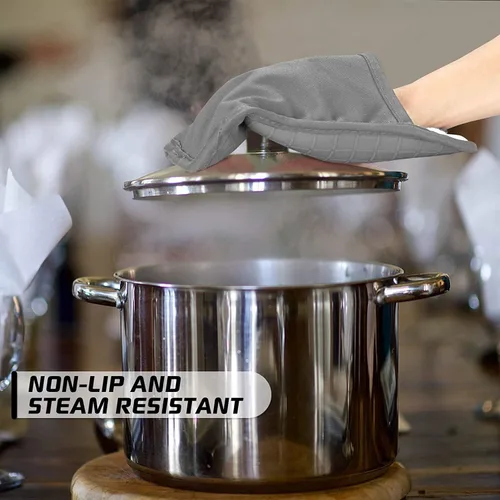 Miniatura 4 de HOMWE Soportes de silicona para ollas de cocina con bolsillos, juego de 2 salvamanteles, resistentes al vapor y al calor para manos y encimeras