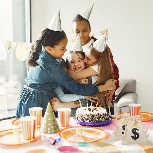 Miniatura 8 de Cabilock Bolsa de regalo de lona con cordón de 4.72 x 3.93 pulgadas, patrón de fiesta, bolsa de almacenamiento para juegos, monedas, aperitivos