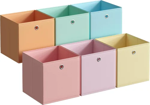 Miniatura 9 de SONGMICS Cubos de almacenamiento, juego de 6 cajas de almacenamiento plegables sin olor, 10.2 x 10.2 x 11 pulgadas, organizadores de armario
