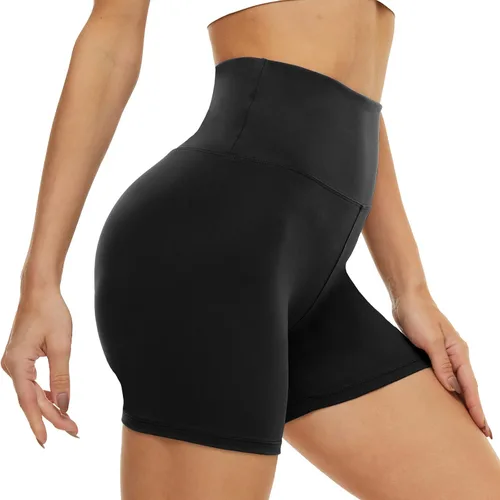 CAMPSNAIL Pantalones cortos de ciclista para mujer, cintura alta, 5 pulgadas, pantalones cortos de entrenamiento con control de abdomen para mujer,