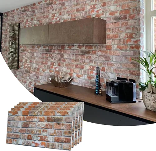 Miniatura 37 de Dundee Deco Paneles de pared 3D de ladrillo sintético, revestimiento de pared con aspecto de piedra roja, gris y marrón, espuma de poliestireno