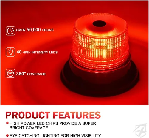 Miniatura 2 de Xprite Luz LED de baliza, luces estroboscópicas para carretilla elevadora con base magnética para vehículos de construcción, remolque, patrulla