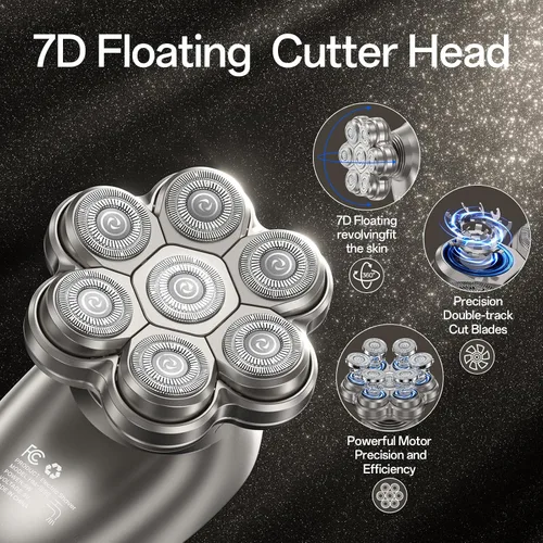 Miniatura 2 de Afeitadoras de cabeza para hombres calvos, maquinilla de afeitar eléctrica para hombres, afeitadoras eléctricas magnéticas 7D para hombres, IPX7