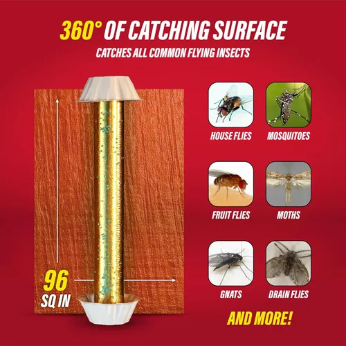 Miniatura 3 de Catchmaster Trampa para moscas Gold Stick, 4 unidades, trampas para moscas de frutas y insectos para interiores y exteriores, adhesivo de alta