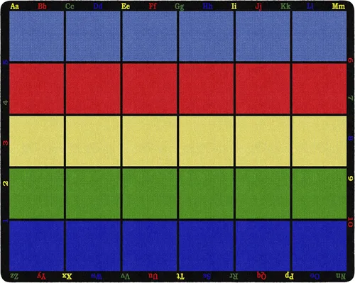 Miniatura 11 de Alfombra Flagship Carpets, para sentarse, con rejilla, de aprendizaje, bordeada con coloridas letras y números, escuela infantil. Azul, verde