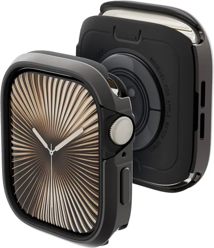 Miniatura 15 de MAGEASY Funda resistente de aluminio de calidad aeronáutica para Apple Watch de 45mm Series 9, 8, 7 Carcasa metálica dura 2 en 1 con parachoques