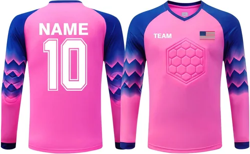 ORYG Camiseta de portero de fútbol acolchada personalizada para niños, jóvenes y adultos con número de nombre