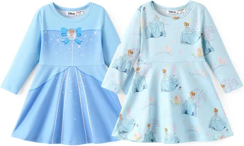 Miniatura 10 de Disney Frozen Elsa - Vestido de princesa Minnie Mouse Stitch para niña, paquete de 2 unidades, manga larga con volantes, conjunto de disfraz de 2 a
