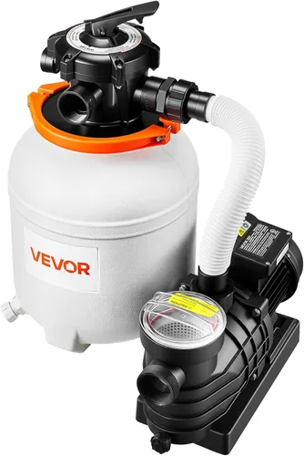 Miniatura 9 de VEVOR Bomba de filtro de arena de 12 pulgadas para piscinas sobre el suelo de hasta 15000 galones, sistema de filtración de piscina de 0.33 HP 3000