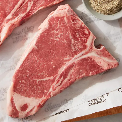 Bistec T-Bone Premium, 6 unidades, 16 onzas - Robusto filete en tiras y filete suculento mignon en un solo corte - Envejecido hasta 28 días. Filetes