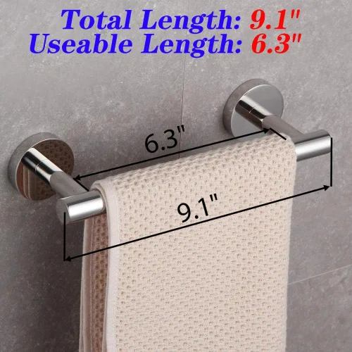 Miniatura 2 de GERZ Barra de Toalla de 9 Pulgadas para Baño de Acero Inoxidable, Soporte de Toalla de Baño de Estilo Contemporáneo, Montaje en Pared, Acabado