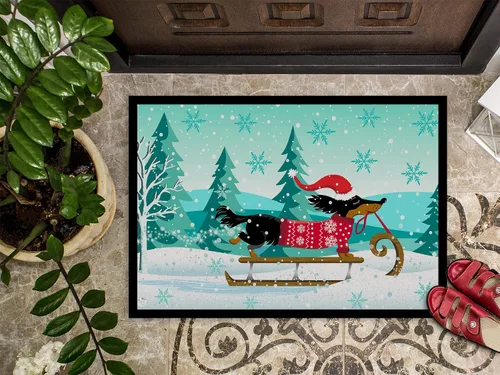 Miniatura 3 de Caroline's Treasures VHA3030JMAT Felpudo de perro salchicha con texto en inglés "Merry Christmas", 24 x 36 pulgadas, para interiores y exteriores