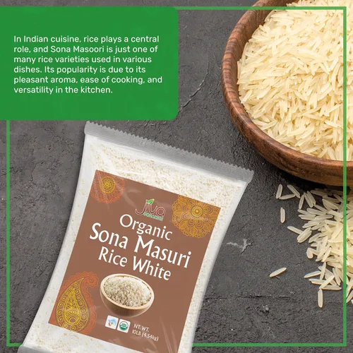 Miniatura 9 de Jiva Organics - Arroz orgánico Sona Masoori de 10 libras de calidad premium, origen indio, arroz de grano corto, todo natural y sin OMG (10 libras)